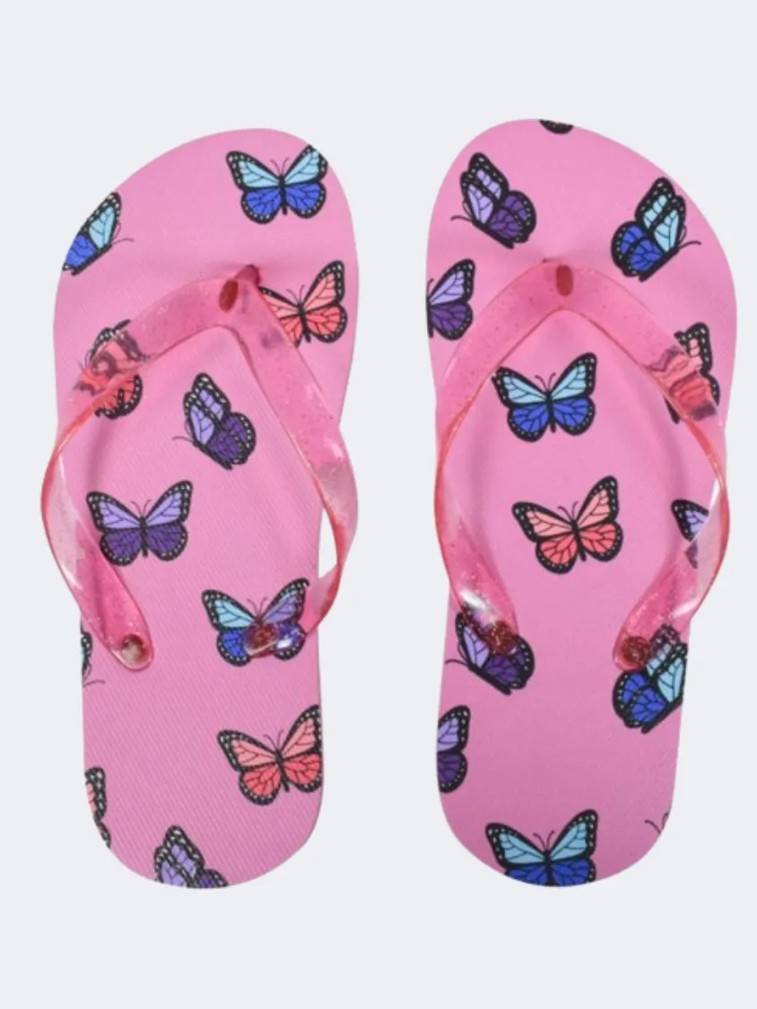 Stamion Butterflies Pe Girls Beach Slippers Pink Long Walk
