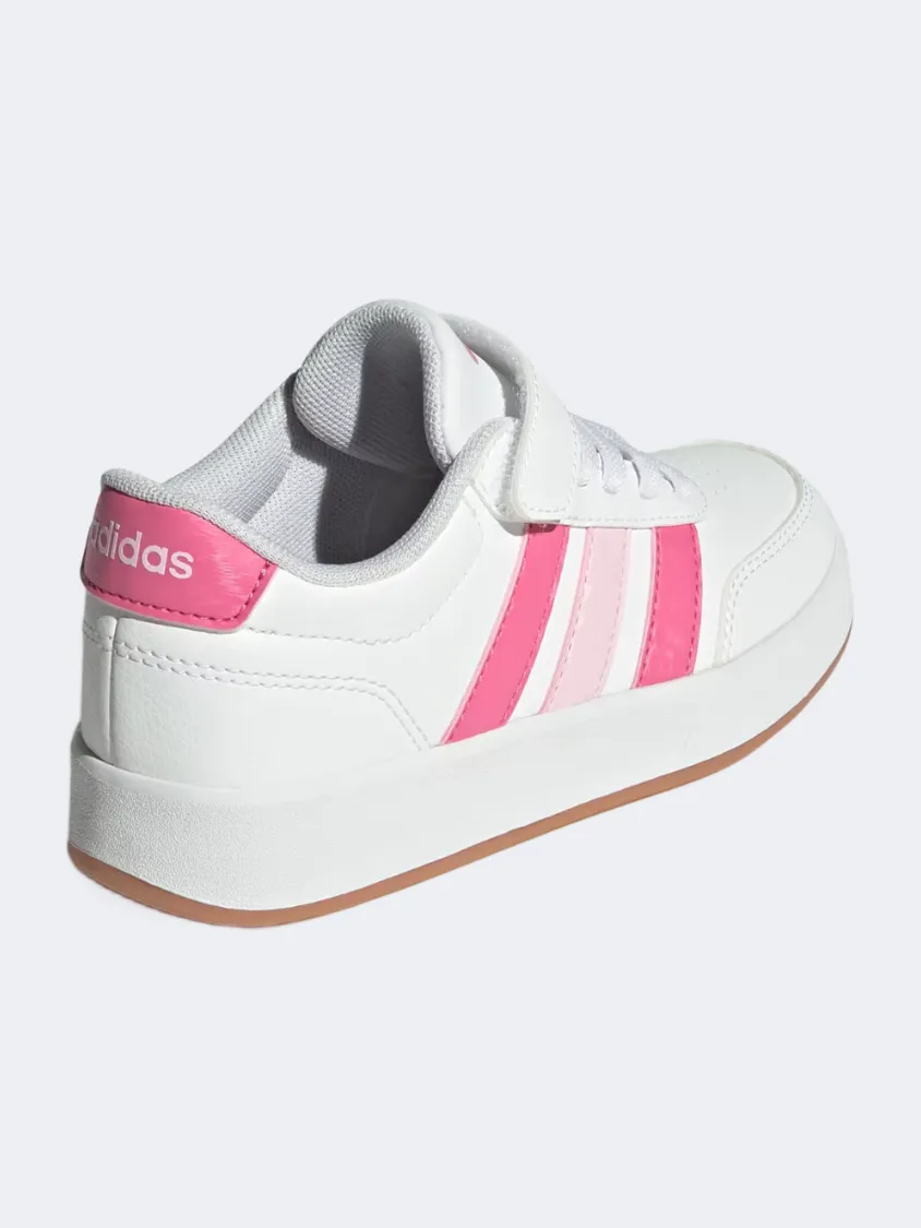Adidas Breaknet 3.0 Ps-Girls Sportswear Shoes Cloud White/Pink Soft Lining Comfort Strap