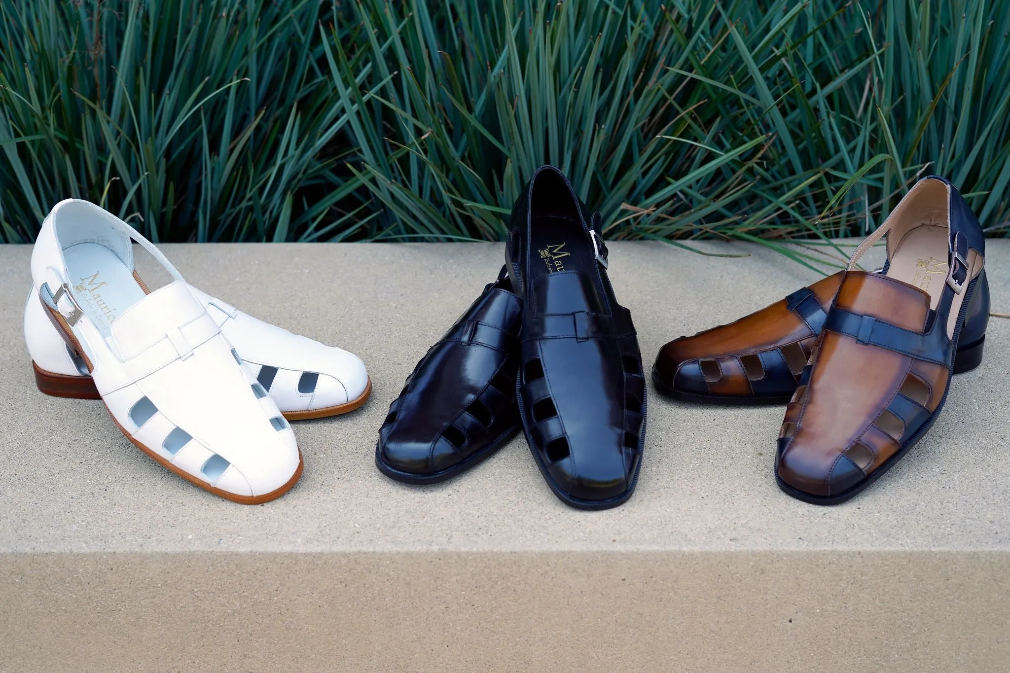 Maurice Calfskin Slip-On Sandal/Shoe Cognac/Navy Running