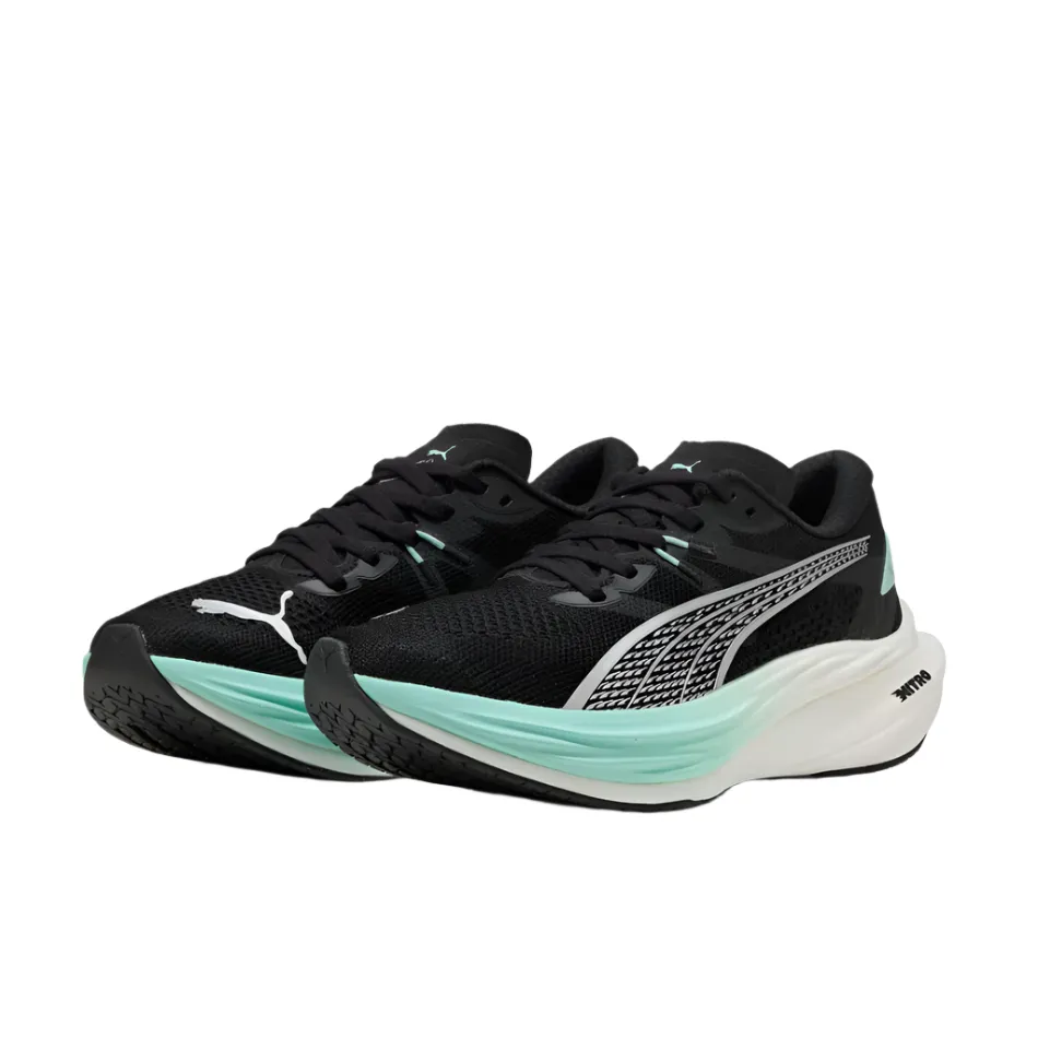 PUMA Women's Deviate NITRO 3 Running Shoes in PUMA Black/Mint Melt AW25 stability - feature shoes breathable nylon shoes