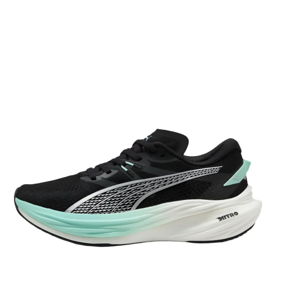 AntiFriction Fashionable PUMA Women's Deviate NITRO 3 Running Shoes in PUMA Black/Mint Melt AW25