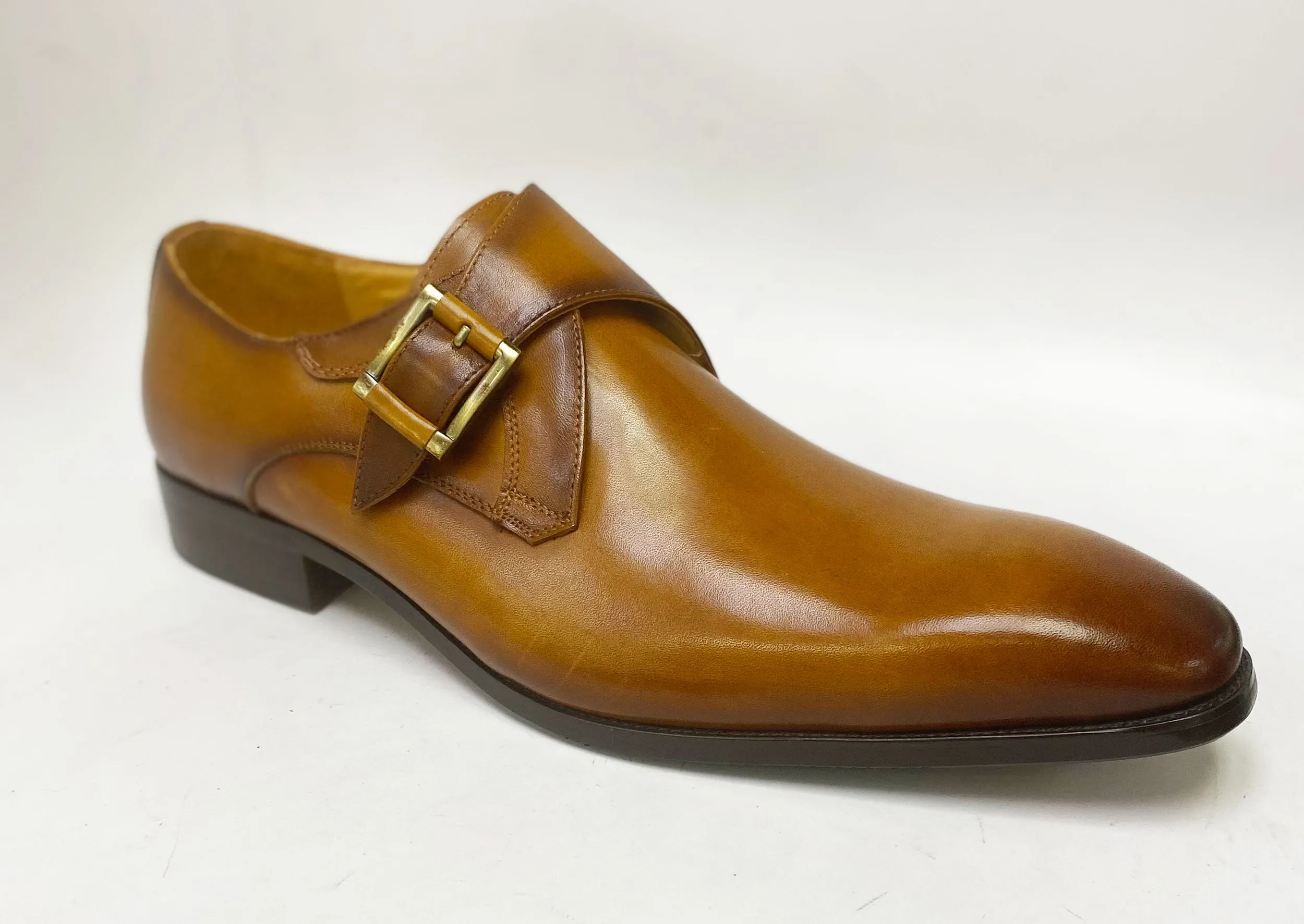 Camera Ready Burnished Calfskin Monkstrap Cognac