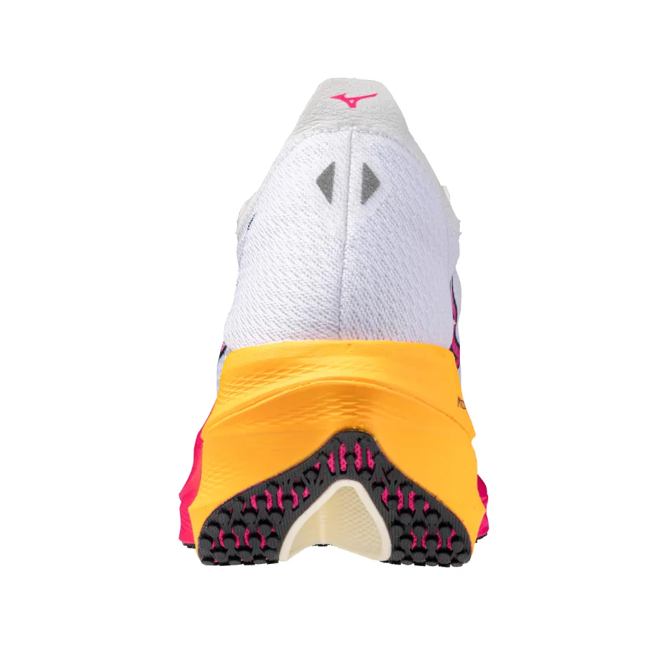 Mizuno Unisex Wave Rebellion Pro 3 Running Shoes in White/Pink Tetra/Tang Orange AW25 Group