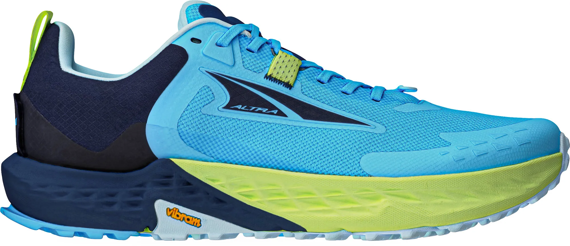 Lightweight Construction Textile upper supports breathability and stretch Altra Timp 5 Mens Trail Running Shoes - Blue