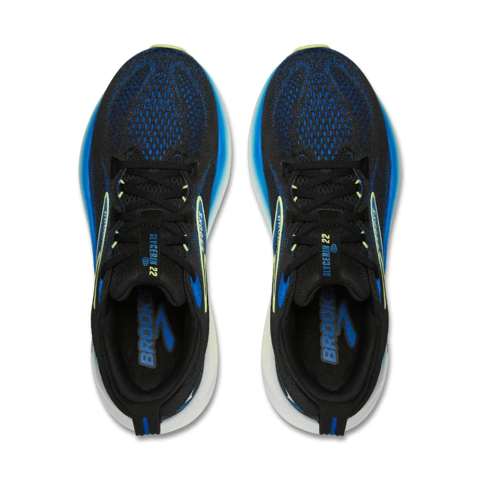 Brooks Men's Glycerin 22 Running Shoes in Black/Cobalt/Neo Yellow SS25 group running wear