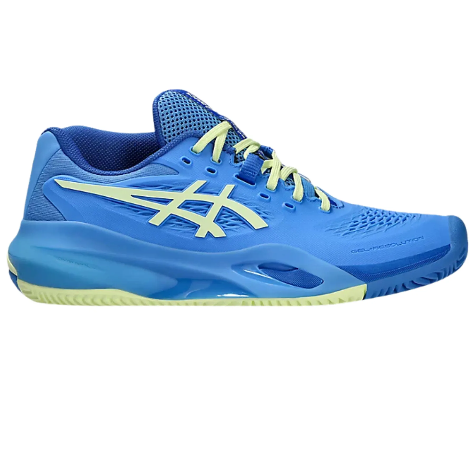 Asics Gel Resolution X Clay Womens Tennis Shoes Blue Coast /Huddle Yellow Court Rubber Outsole