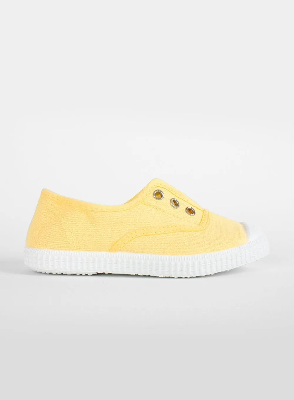 Hampton Canvas Plum Plimsolls in Lemon Harbor Stroll