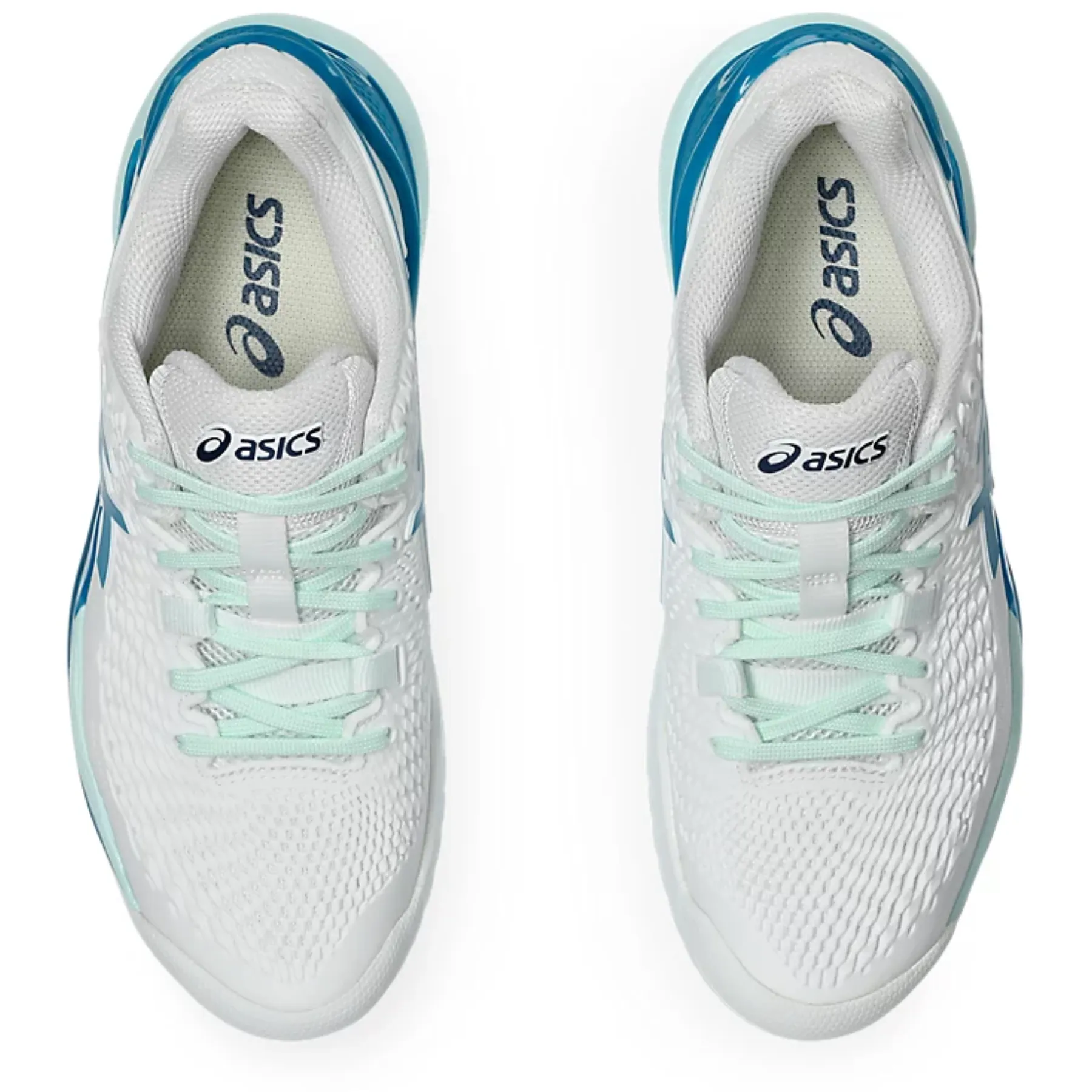 Asics Gel-Resolution 9 Women Tennis Shoes - White/Teal Blue Stable Cool Mesh