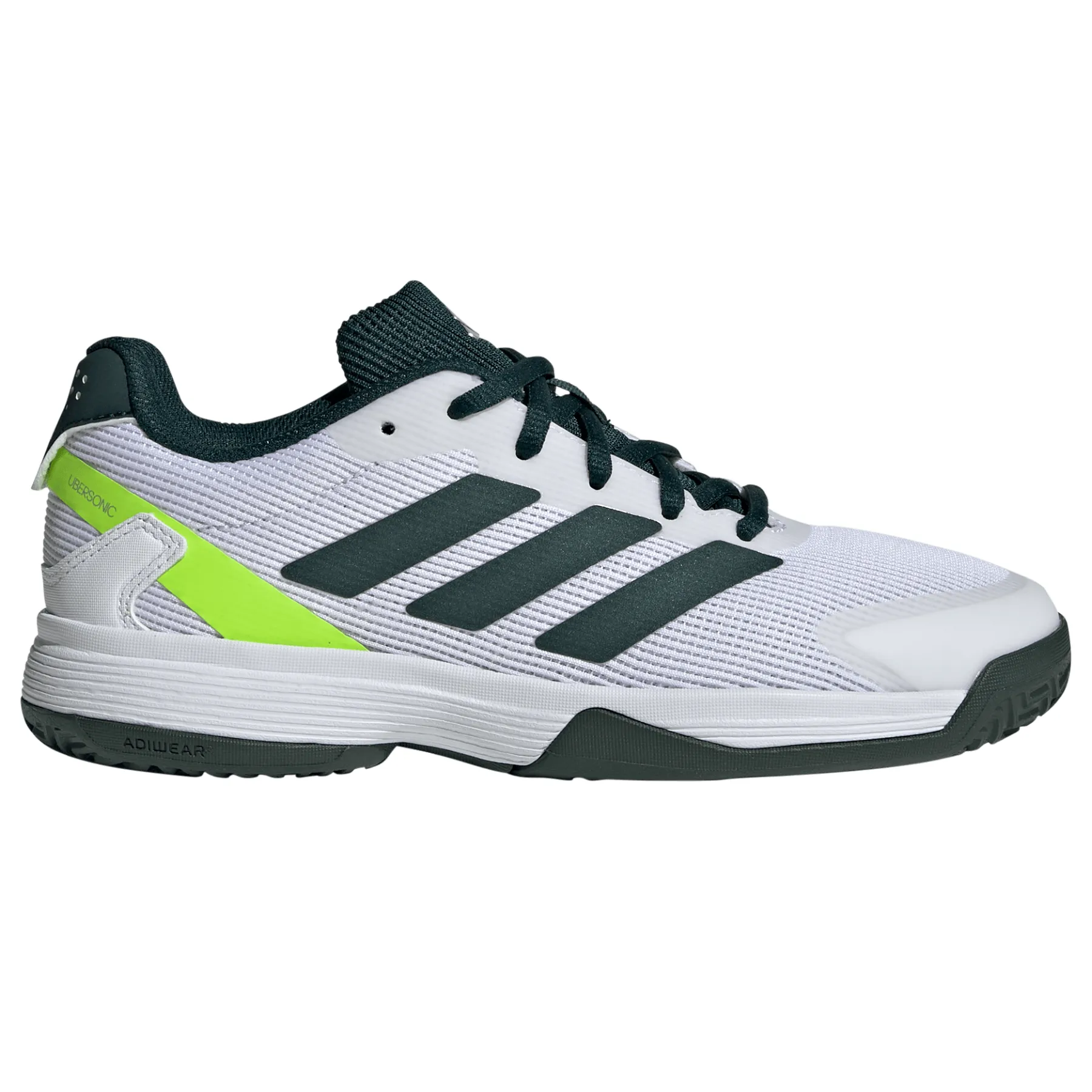 Unisex Fit Adidas Ubersonic Junior Tennis Shoes - Pure Teal/Silver Metallic/ Lucid Lemon