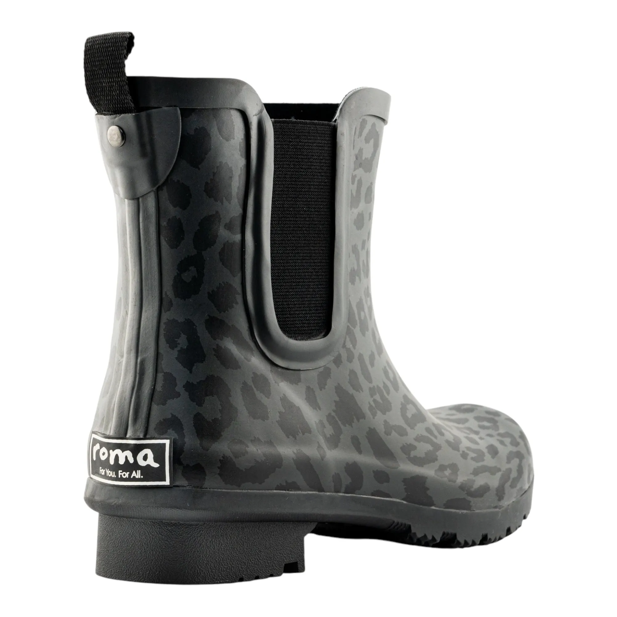 Chelsea Matte Gray Leopard Women's Rain Boots Smooth Finish