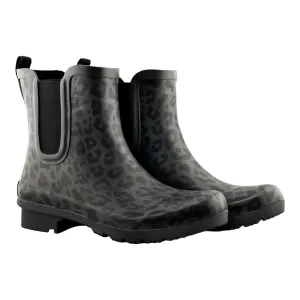 All-Day Wear Chelsea Matte Gray Leopard Women's Rain Boots