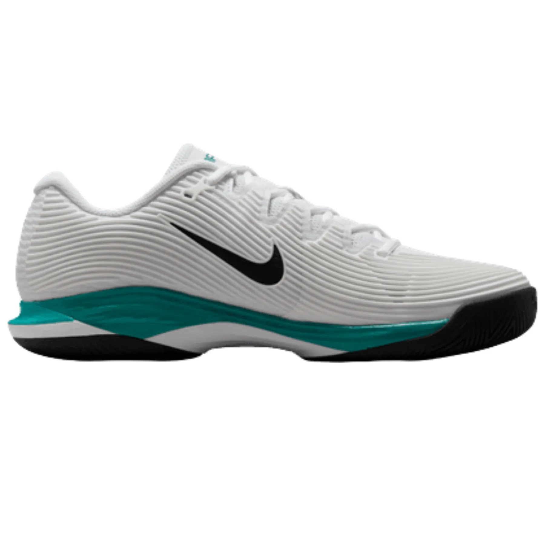 Nike Vapor 12 Mens Hard Court Tennis Shoes - White/Black Radiant Emerald Casual Comfort Simple Fit