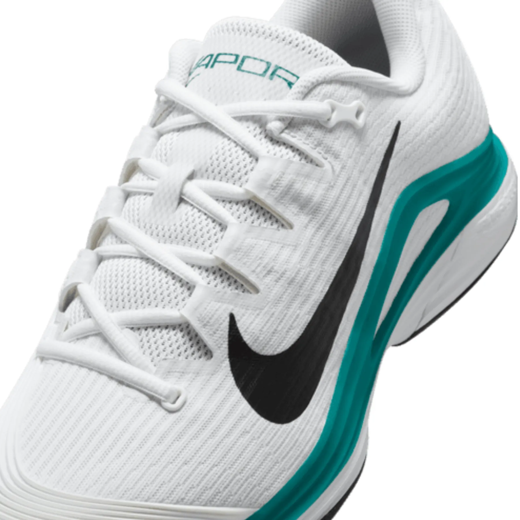 Breathable panel Running Nike Vapor 12 Mens Hard Court Tennis Shoes - White/Black Radiant Emerald