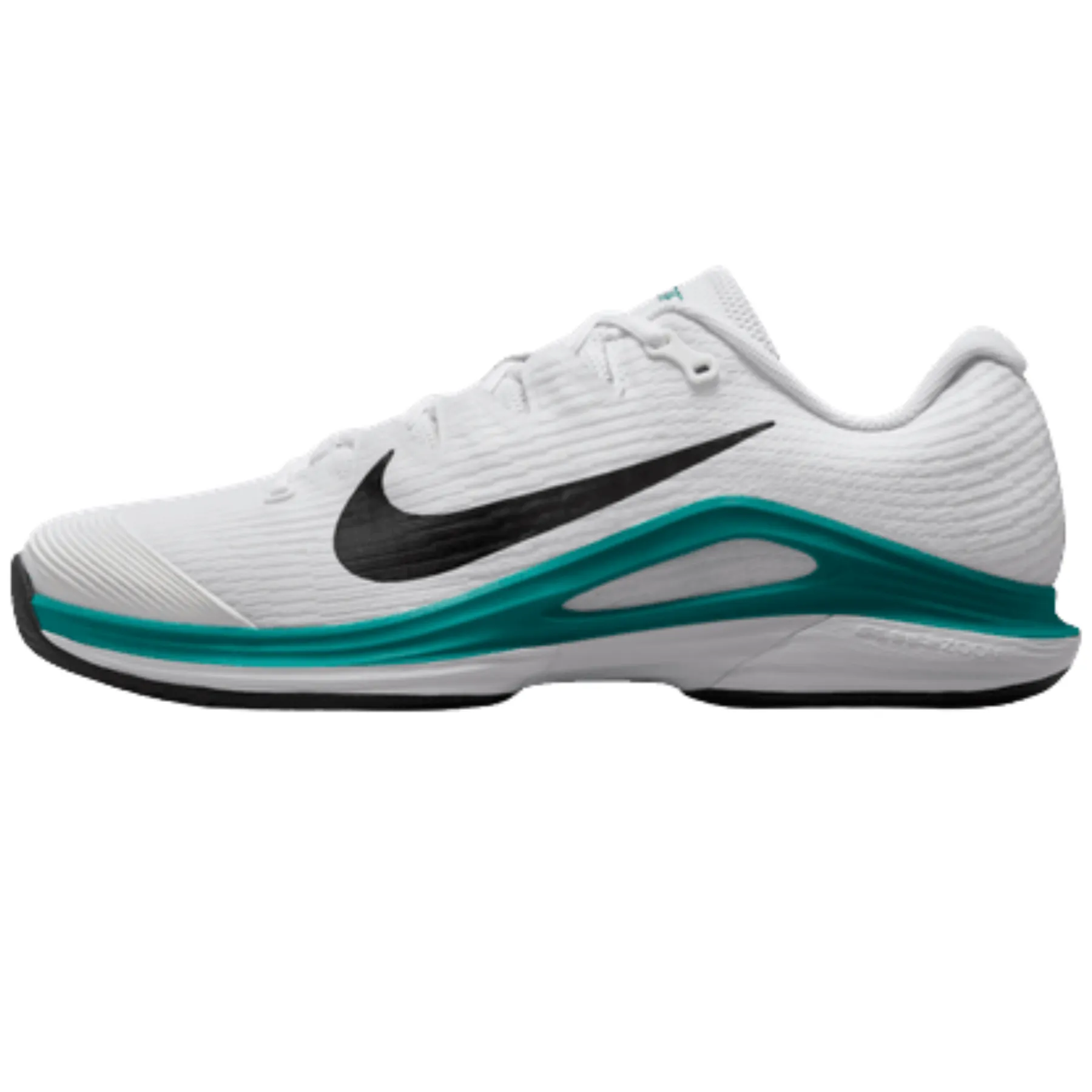 Padded collar Nike Vapor 12 Mens Hard Court Tennis Shoes - White/Black Radiant Emerald