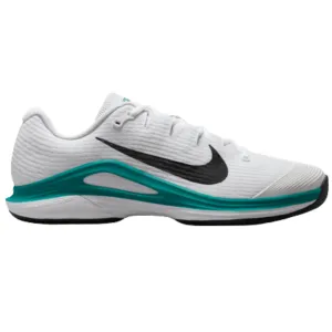 Nike Vapor 12 Mens Hard Court Tennis Shoes - White/Black Radiant Emerald Competitive Players Sport Footwear