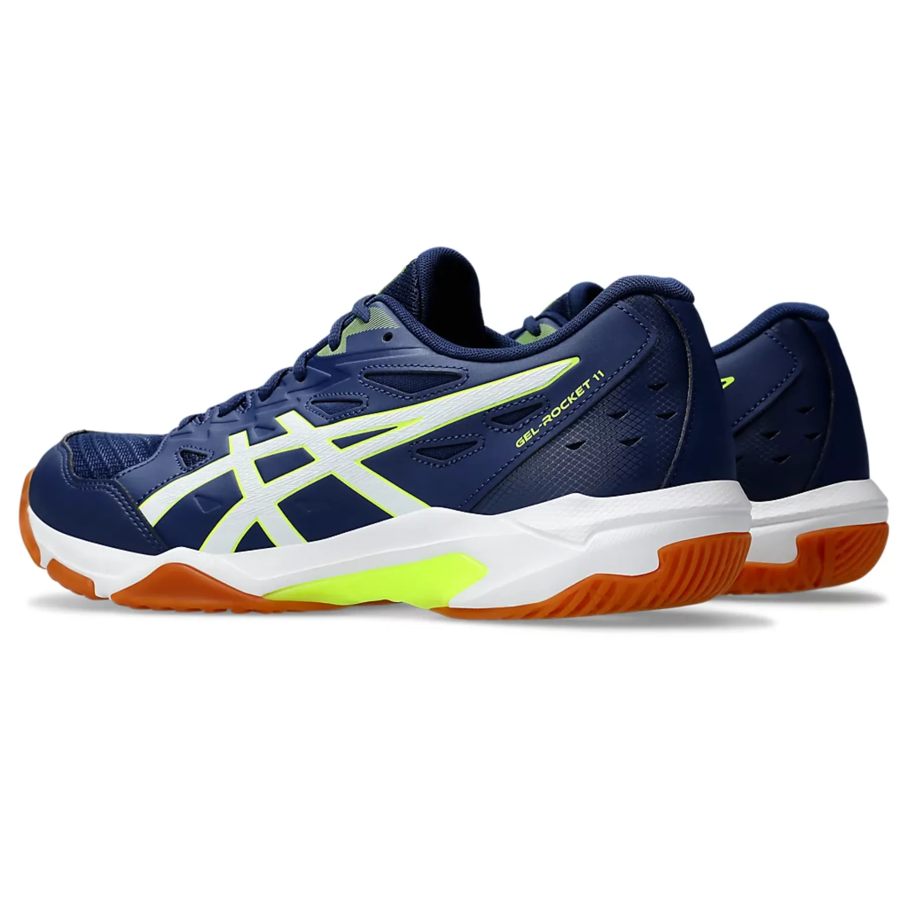 Energy Boost Cushion Sole Asics Gel-Rocket 11 Men Multi Court Shoes - Blue Expanse/Safety Yellow