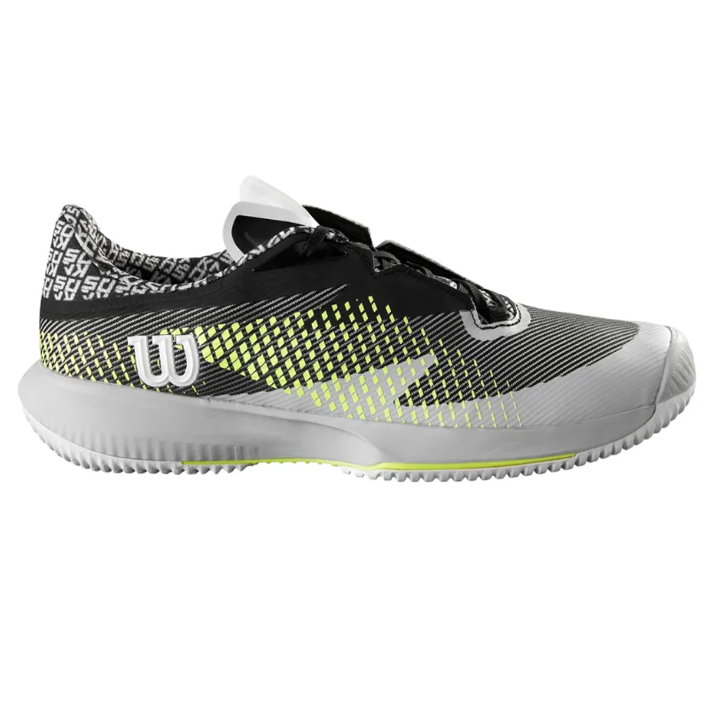 Stretch upper Wilson Kaos Swift 1.5 Mens Tennis Shoes - Pearl Blue / Black / Safety Yellow