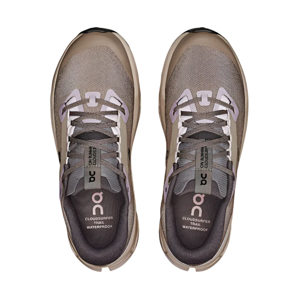 On Women's Cloudsurfer Trail 2 Waterproof Running Shoes in Cinder/Desert AW25 supination - control running on gravel shoes