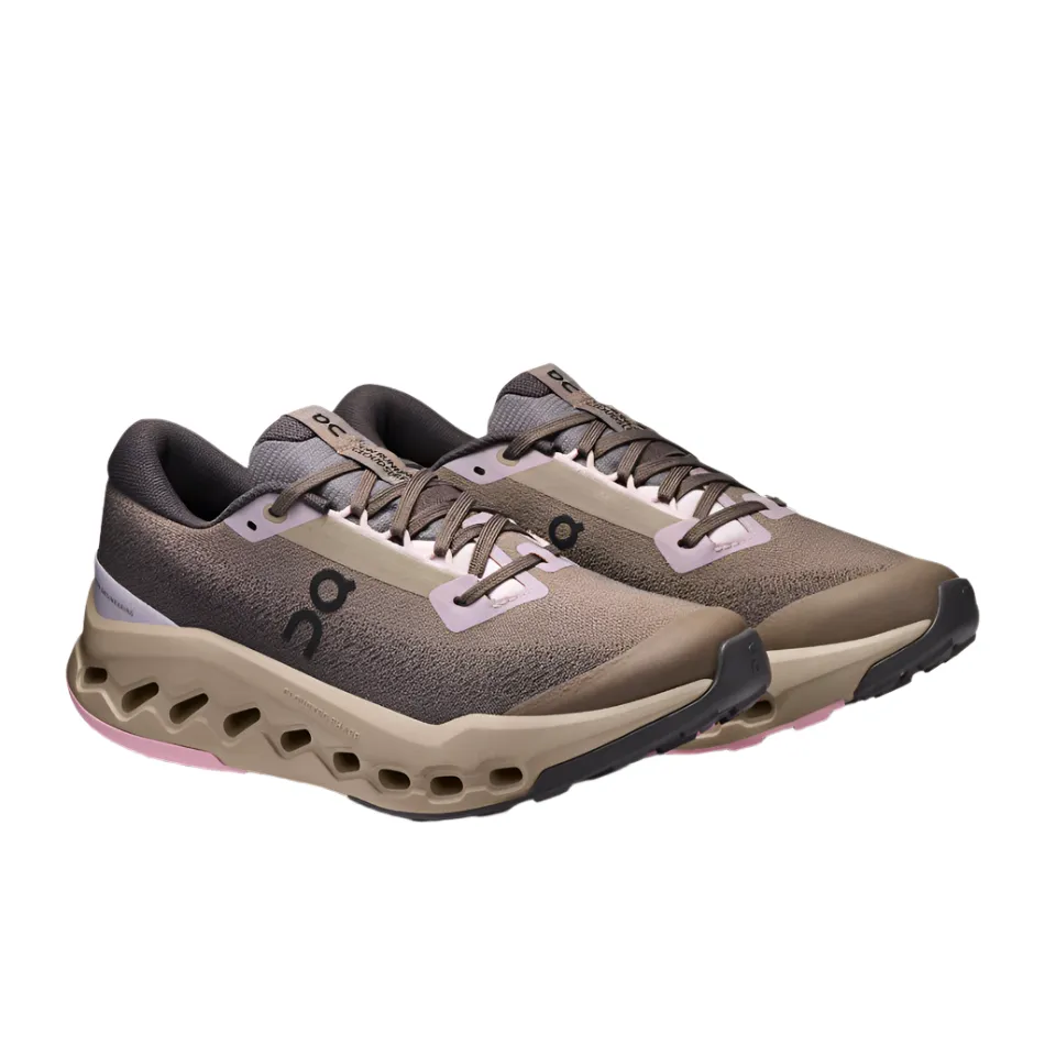 high - arch shoe support running for a change of scenery On Women's Cloudsurfer Trail 2 Waterproof Running Shoes in Cinder/Desert AW25