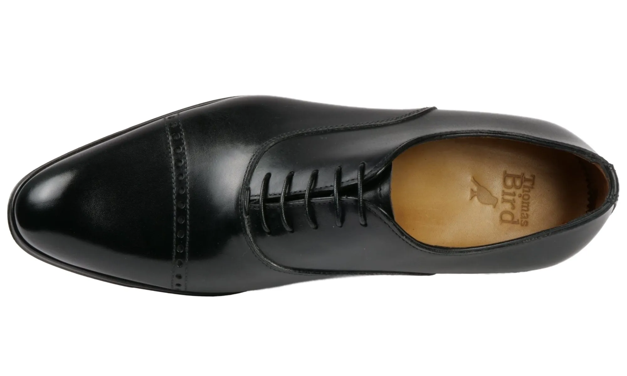 Comfort Leather Premium Quality Harrow Cap Toe Oxford Black