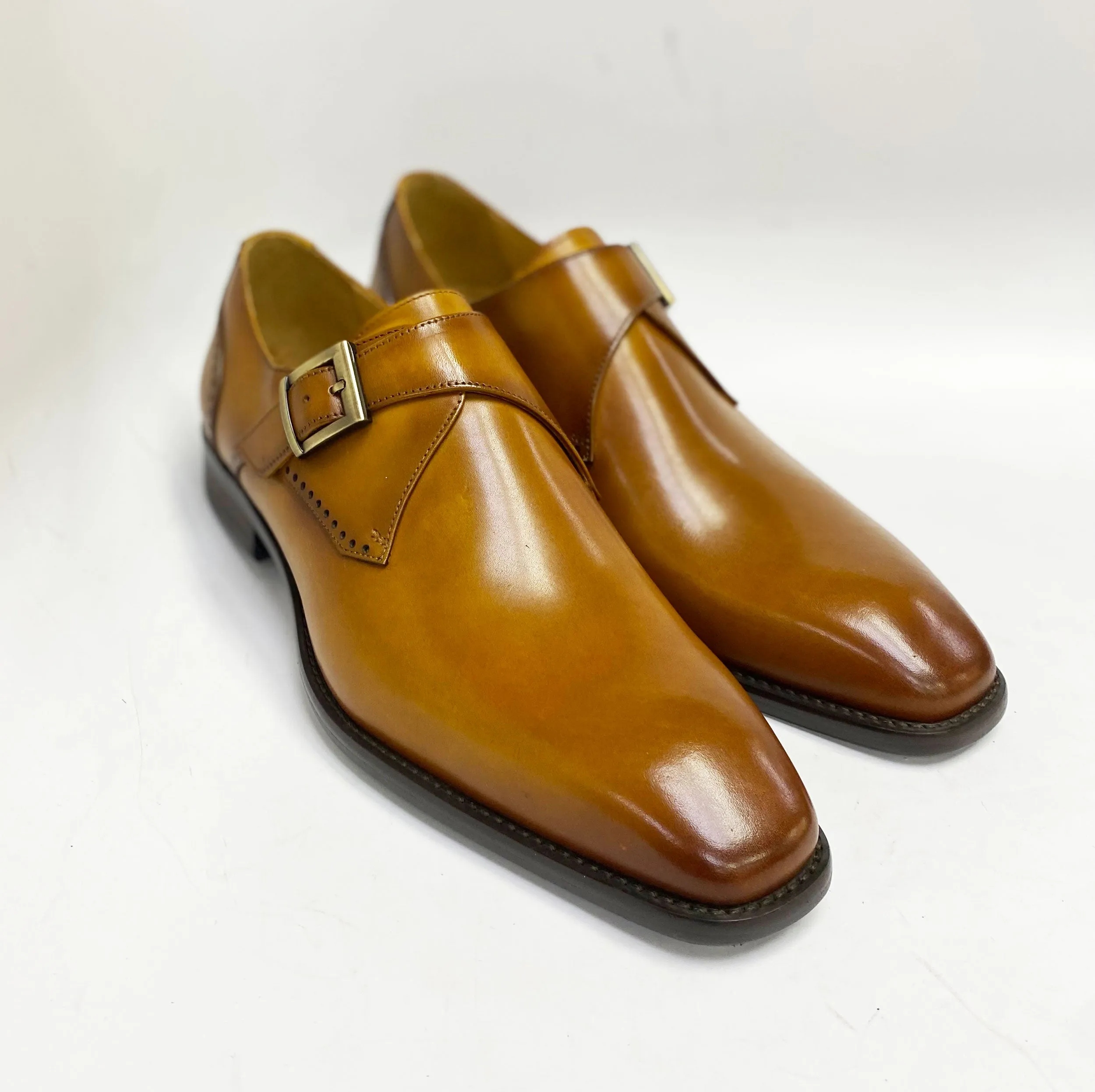 Burnished Leather Monkstrap Cognac Mesh Flow