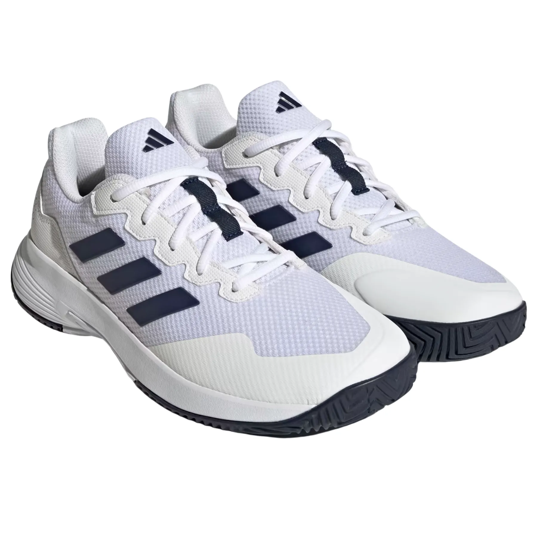 Flex Fit Casual Design Adidas Game Court 2.0 Mens Tennis Shoes - Cloud White / Team Navy Blue 2 / Cloud White