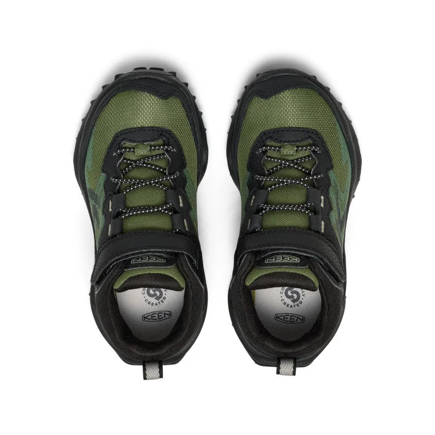 Slim Cushion Toe Protection Little Kids' Zionic Waterproof Hiker  |  Black/Bronze Green