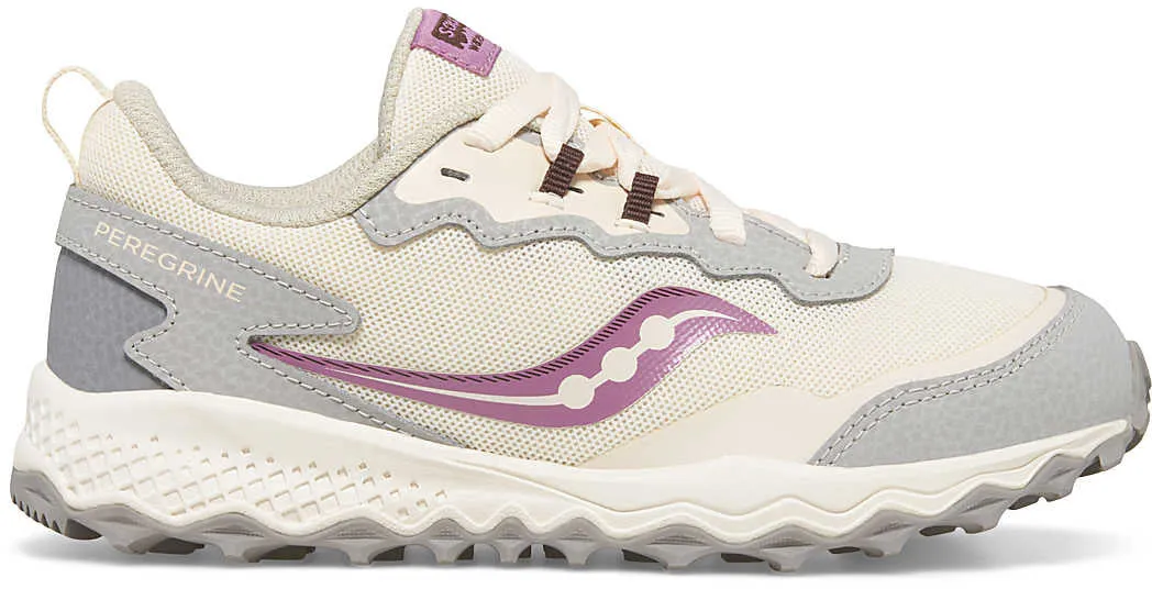 Precision Cut Walk Style Saucony Peregrine KDZ Junior Trail Running Shoes - Cream