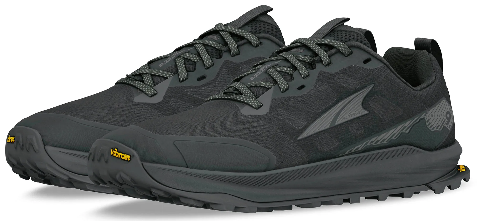 Altra Lone Peak 9  Mens Trail Running Shoes - Black Structured support keeps your feet aligned throughout movement