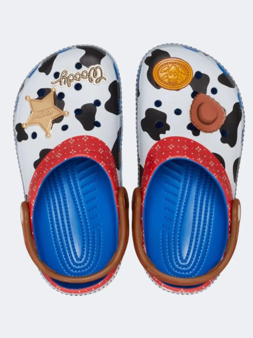 Crocs Toy Story Woody Classic Kids Unisex Lifestyle Slippers Blue Jean Free Soul Mesh Upper