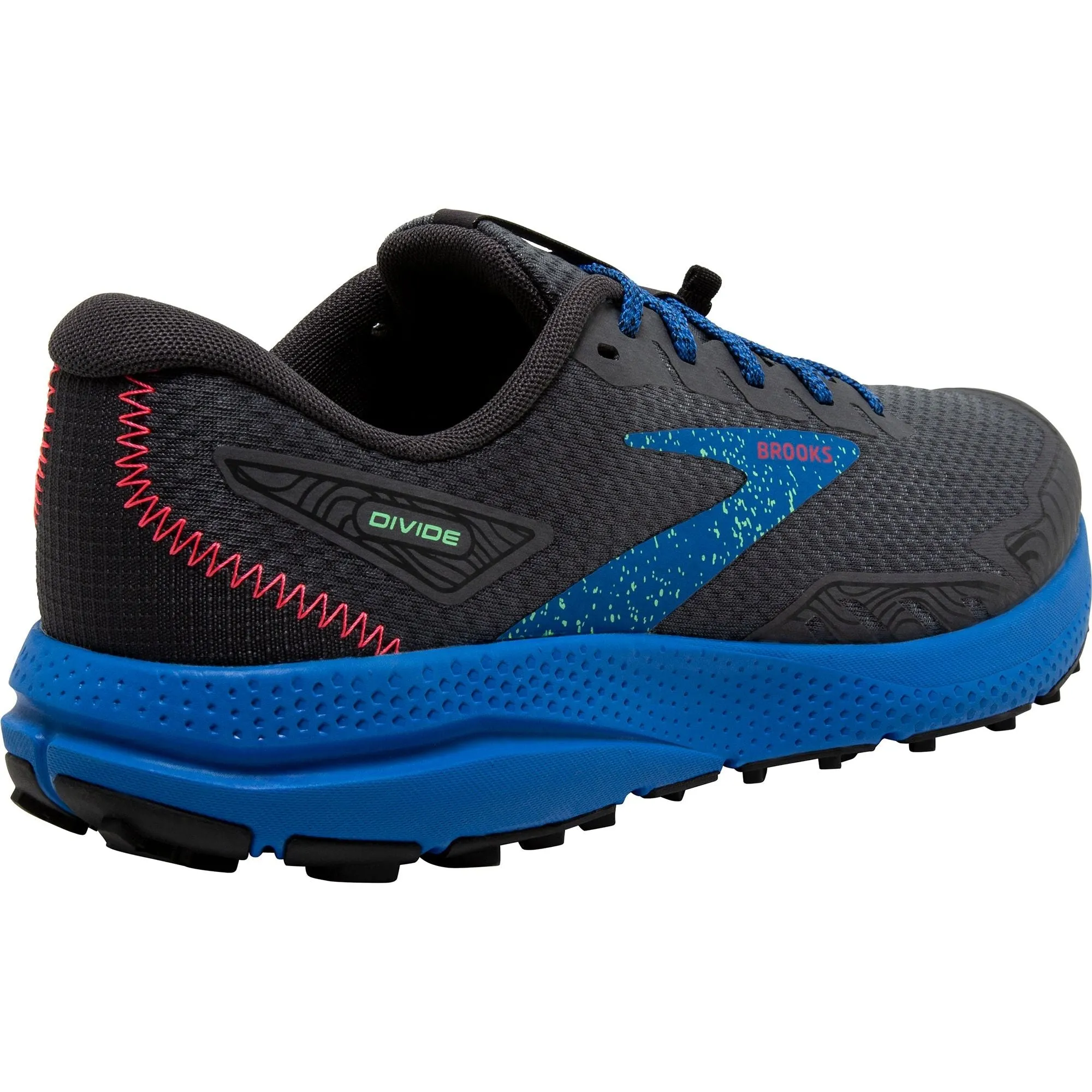 Sole plate supports clean takeoffs and fast deceleration Step Support Brooks Divide 4 Mens Trail Running Shoes - Black