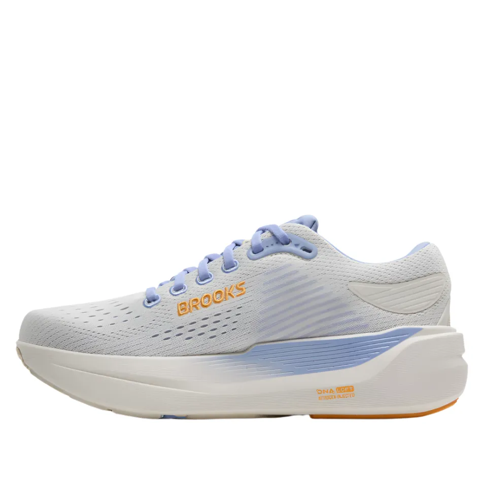 Brooks Women's Ghost Max 3 Running Shoes in Coconut/Blue Heron/Orange AW25 Revolutionary anti - fatigue sole
