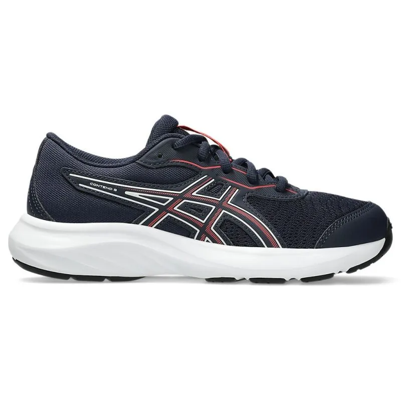 modern - brand shoes running on a track oval ASICS Contend 9 GS Kids Running Shoes