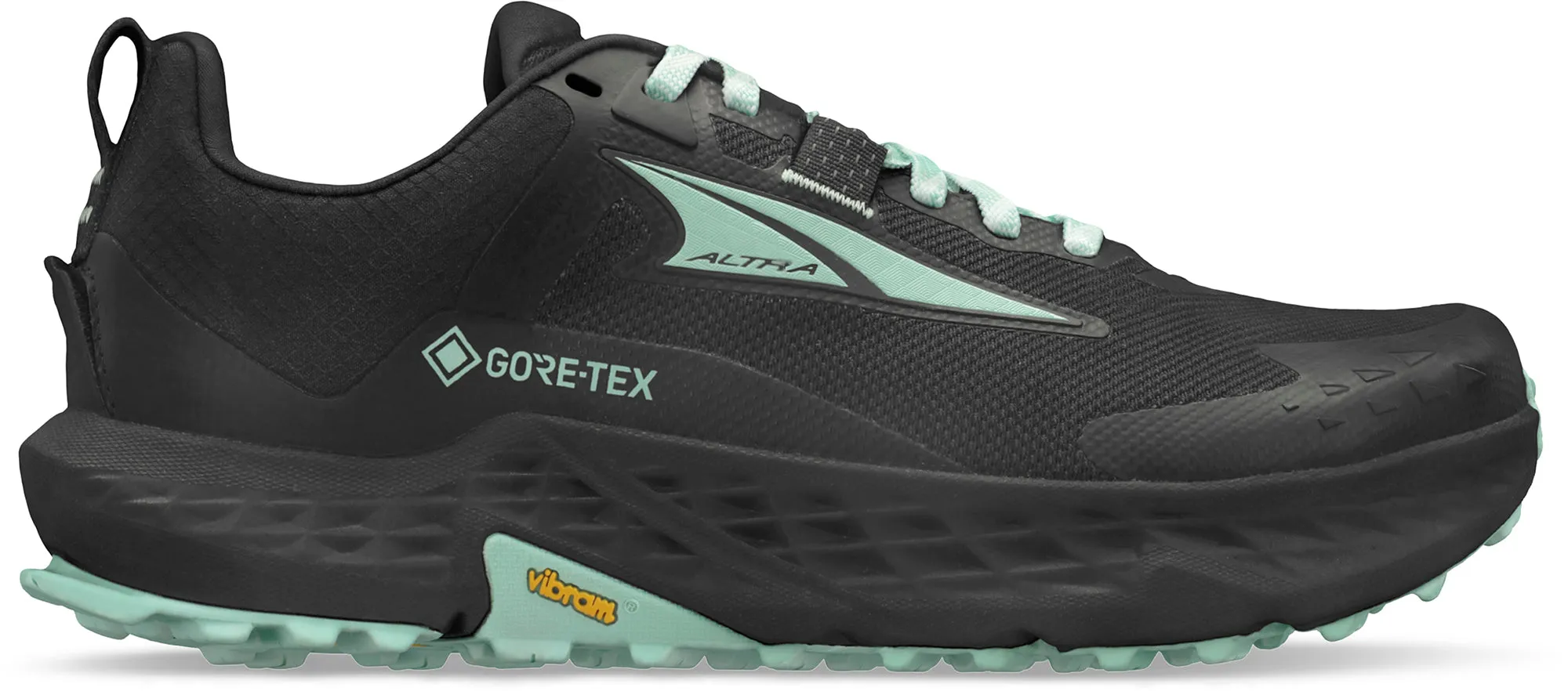 Altra Timp 5 GORE-TEX Womens Trail Running Shoes - Black Posture Form Toe guards add resilience to high-wear areas