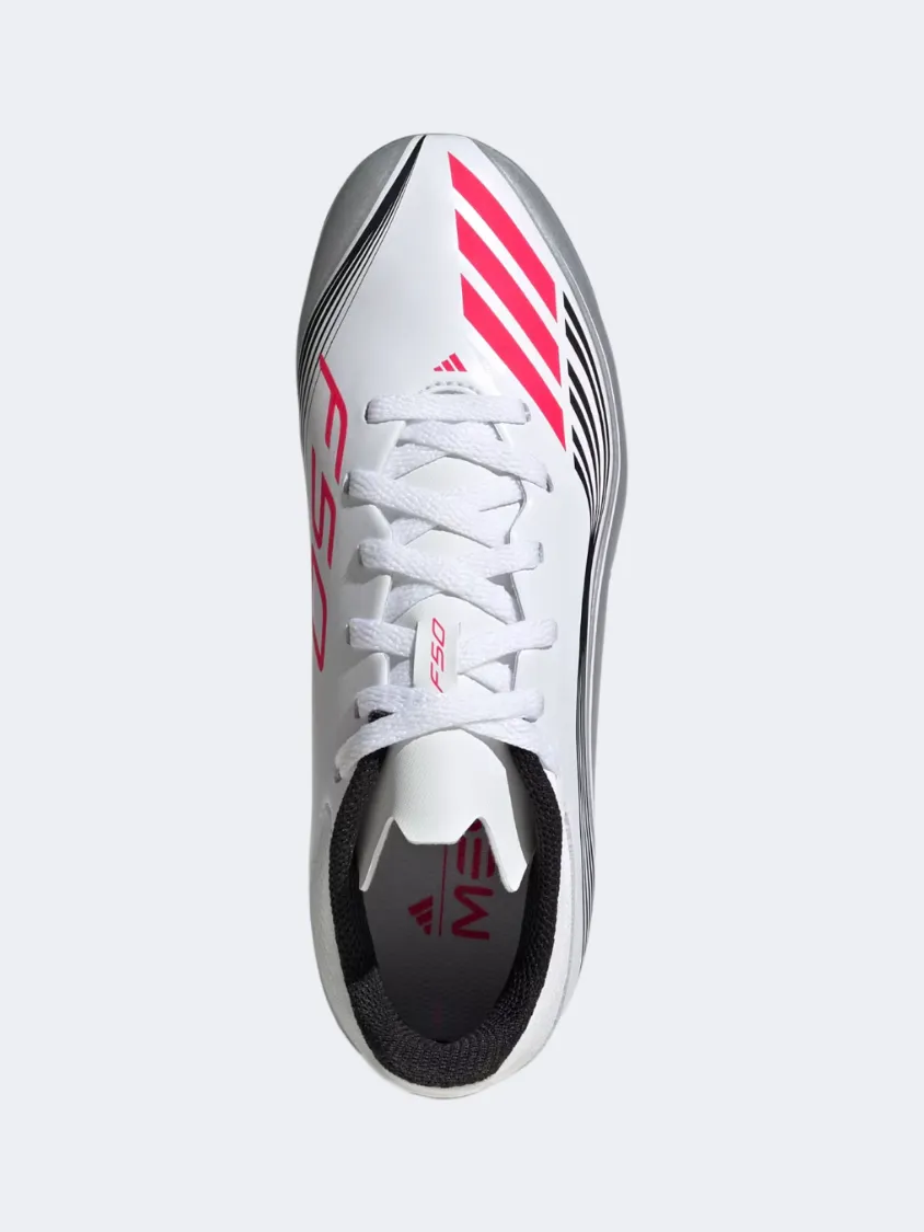 Desert Path Comfort footbed Adidas F50 Messi League Firm/Multi-Ground Cleats Kids Football Shoes White/Red/Silver