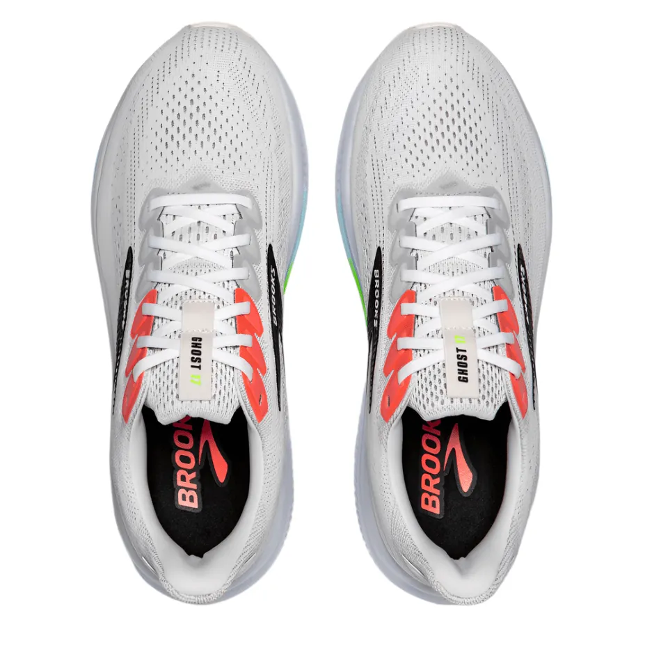 Brooks Men's Ghost 17 Running Shoes in White/Pink Clay/Gecko AW25 impact - protection - mechanism shoes waterproof nylon shoes
