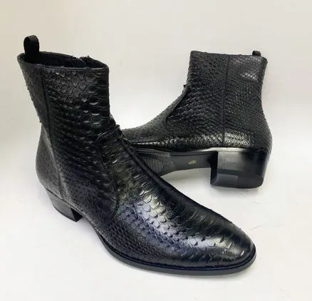 Mo-Python Boot Black Vintage Love Lace Tie