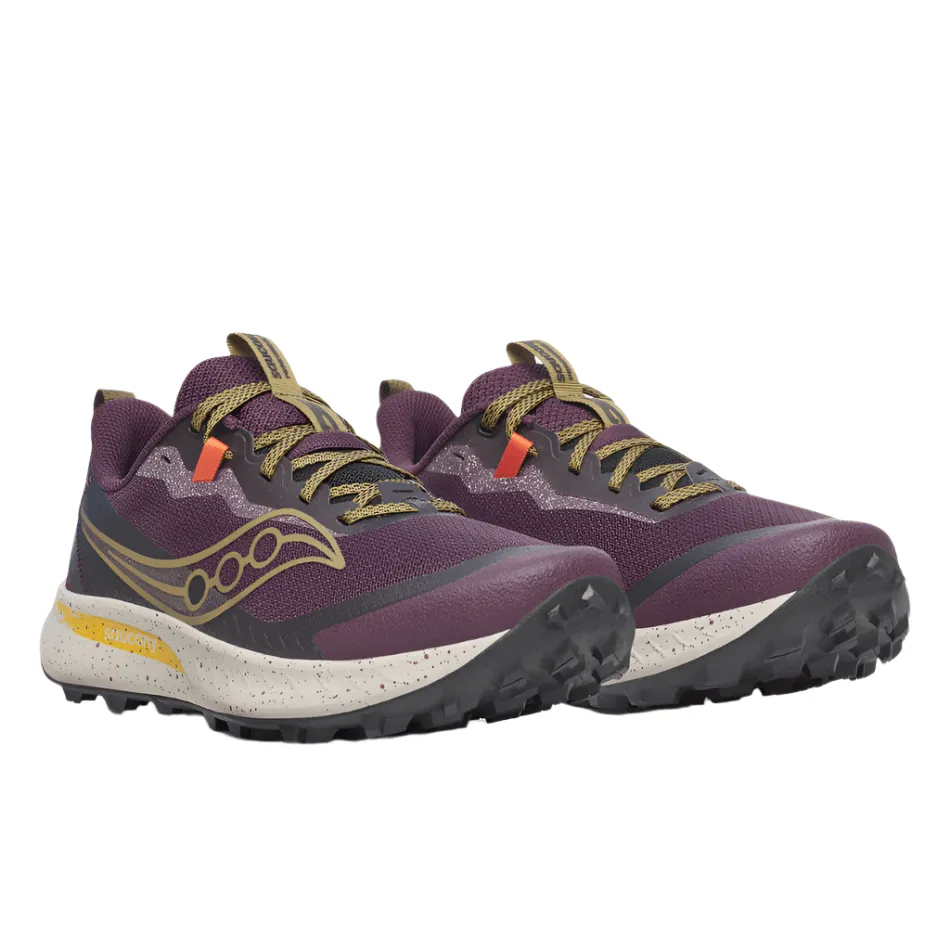 Indoor sports synthetic - upper shoes Saucony Men's Peregrine 15 Trail Running Shoes in Wine/Kodiak AW25