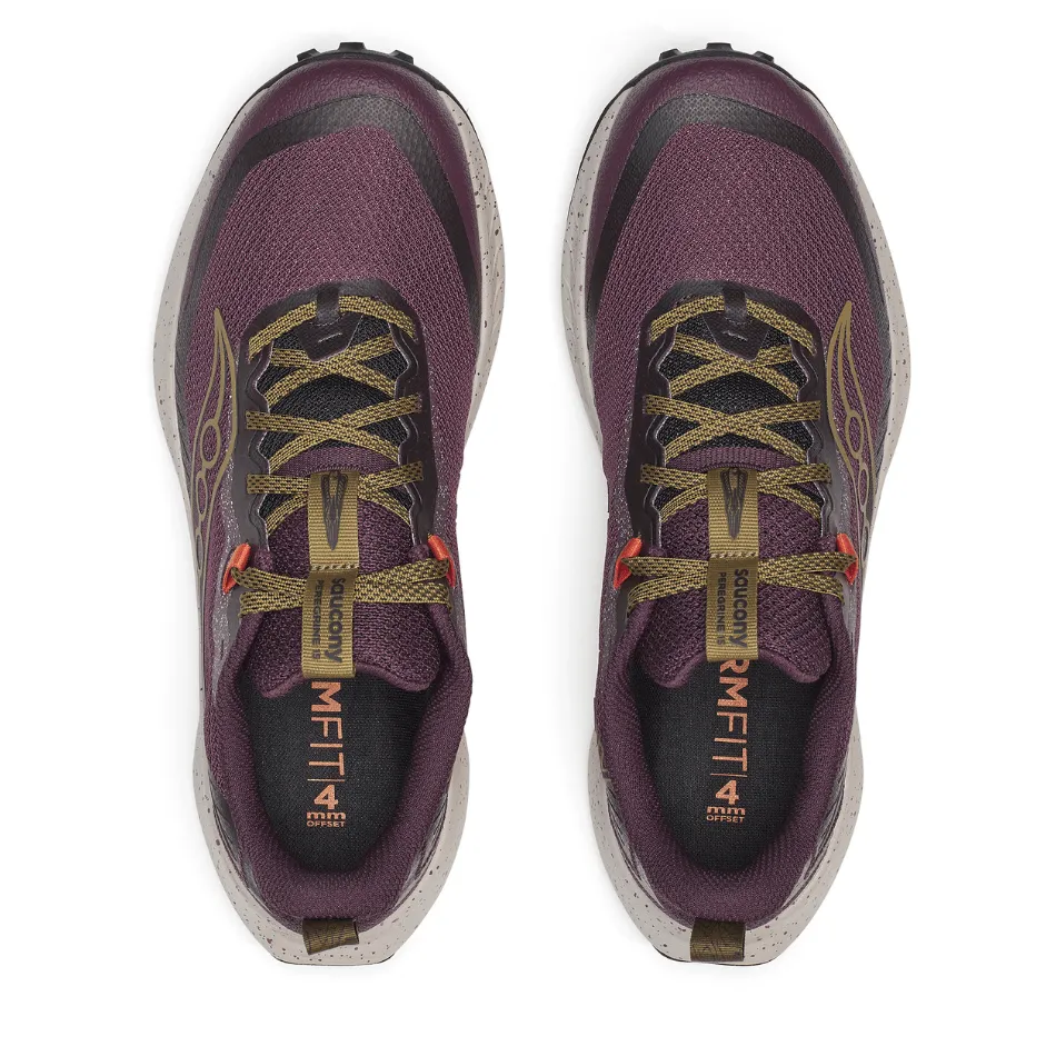 closed - toe shoes aerodynamic - feature shoes Saucony Men's Peregrine 15 Trail Running Shoes in Wine/Kodiak AW25