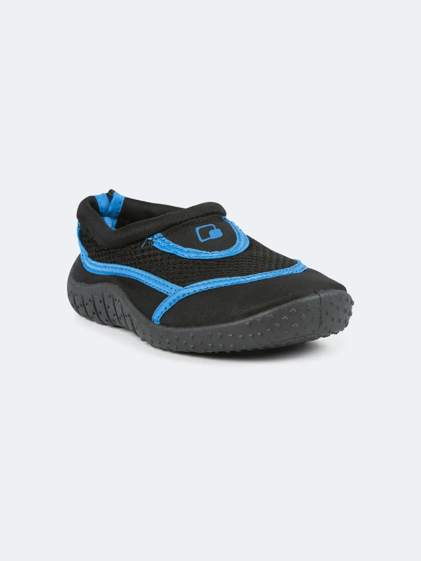 Top Ten Flexible Kids Beach Aqua Shoes Black/Blue Soft Interior Gold Tone