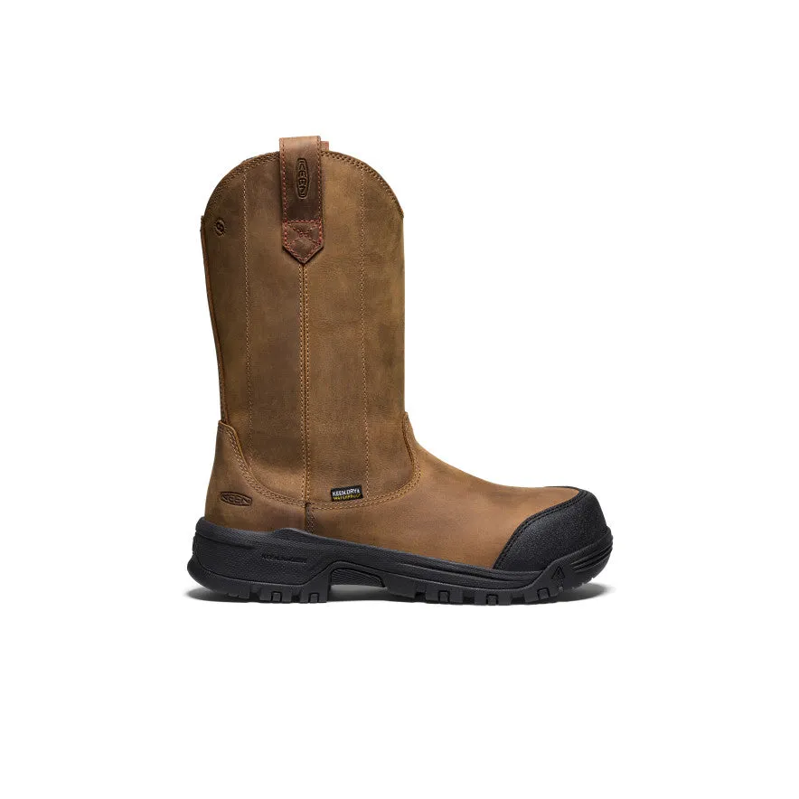 Women's Evanston Pull-On Waterproof Boot (Carbon Toe)  |  Bison/Black School Day Curve Hug