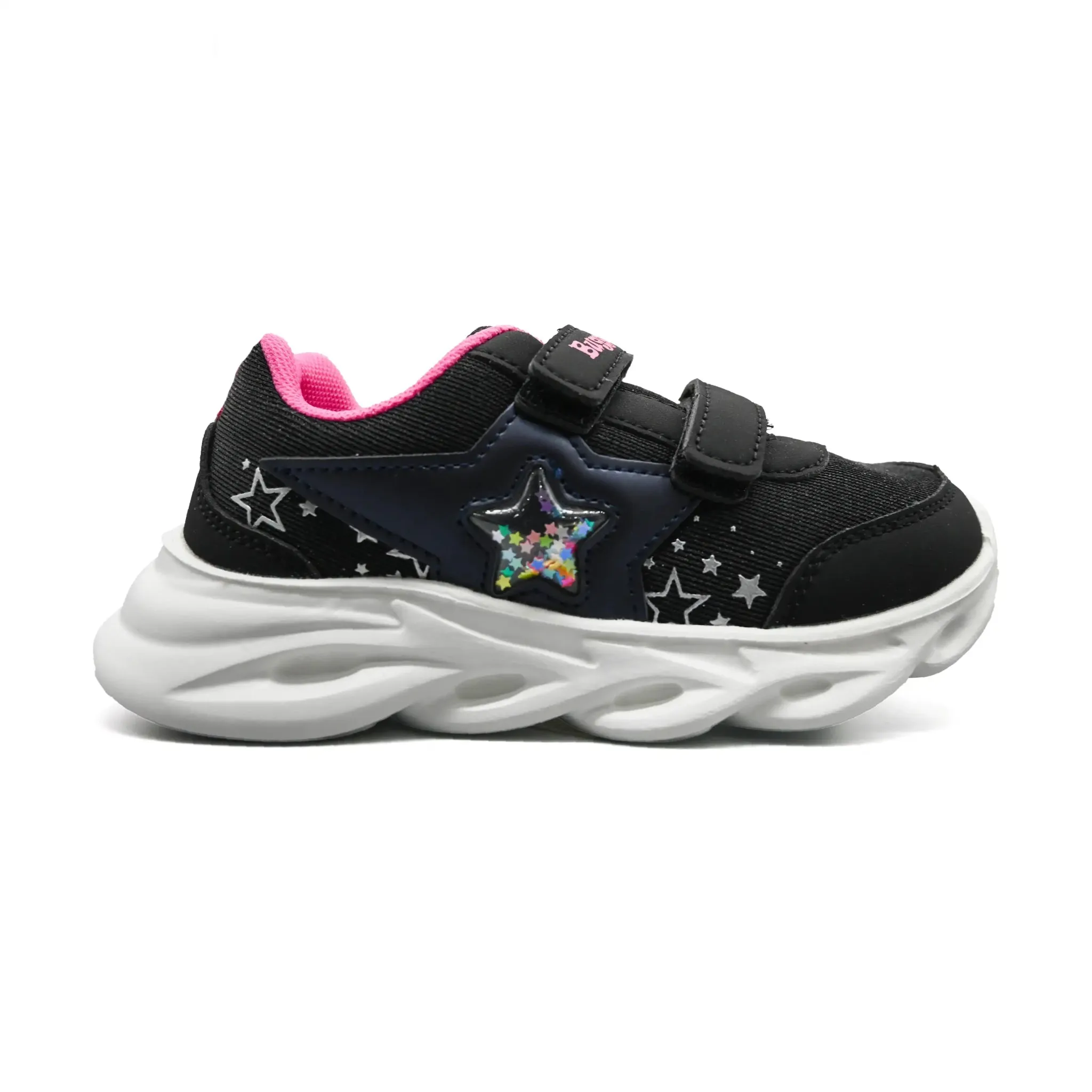 Leather Upper Buggies Mia Kids Shoes - Black/Pink