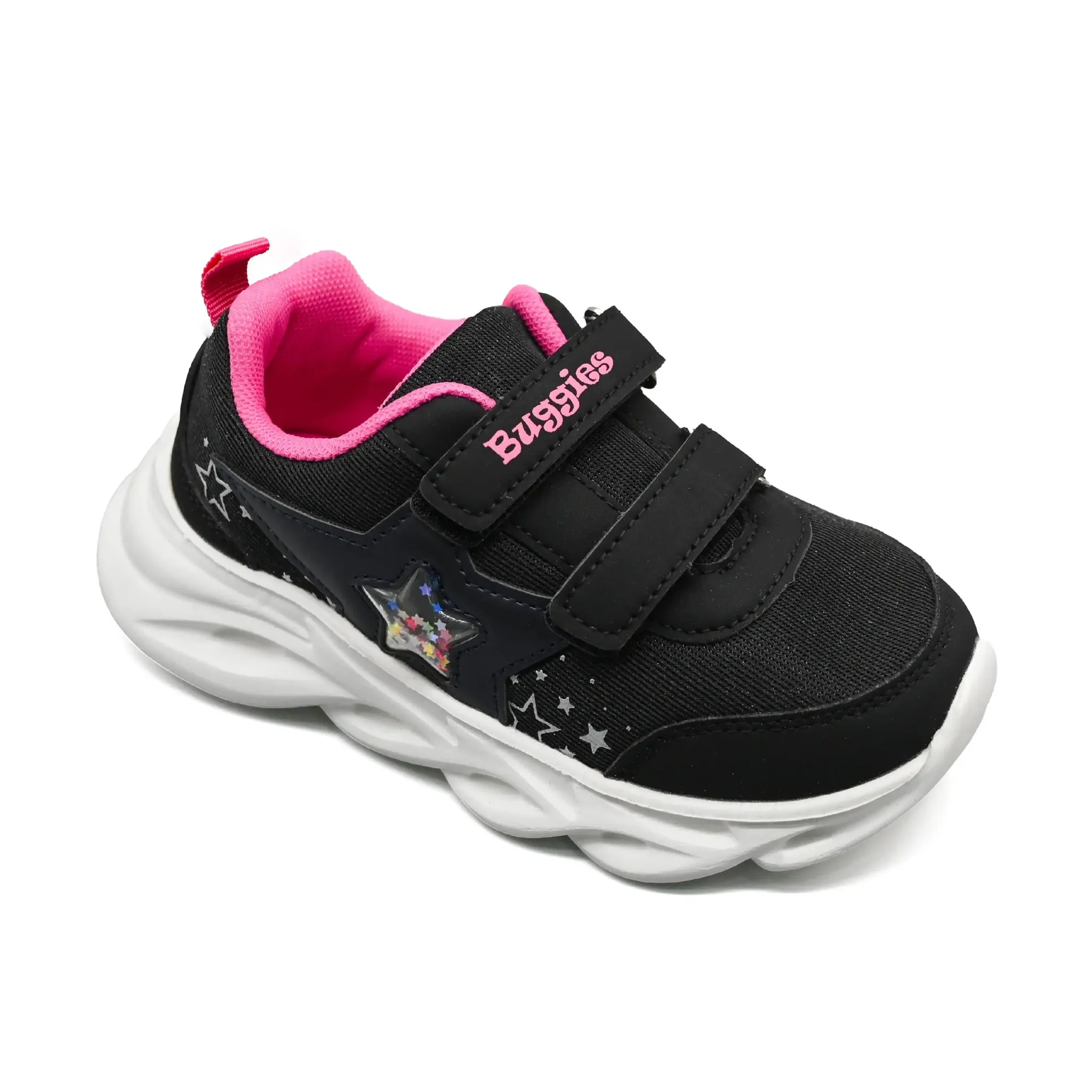 Fashionable Walk Supportive sole Buggies Mia Kids Shoes - Black/Pink