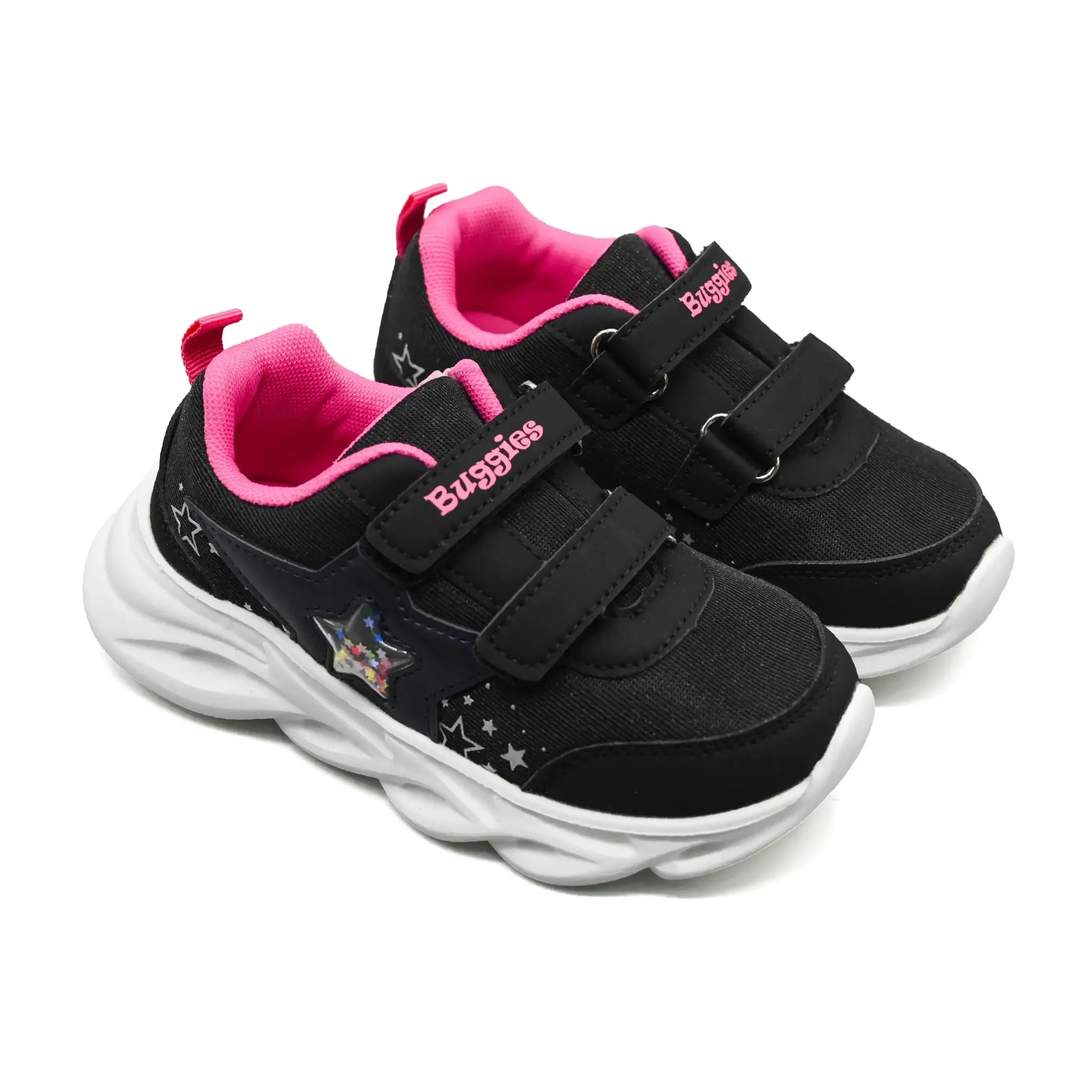Buggies Mia Kids Shoes - Black/Pink Stand Comfort