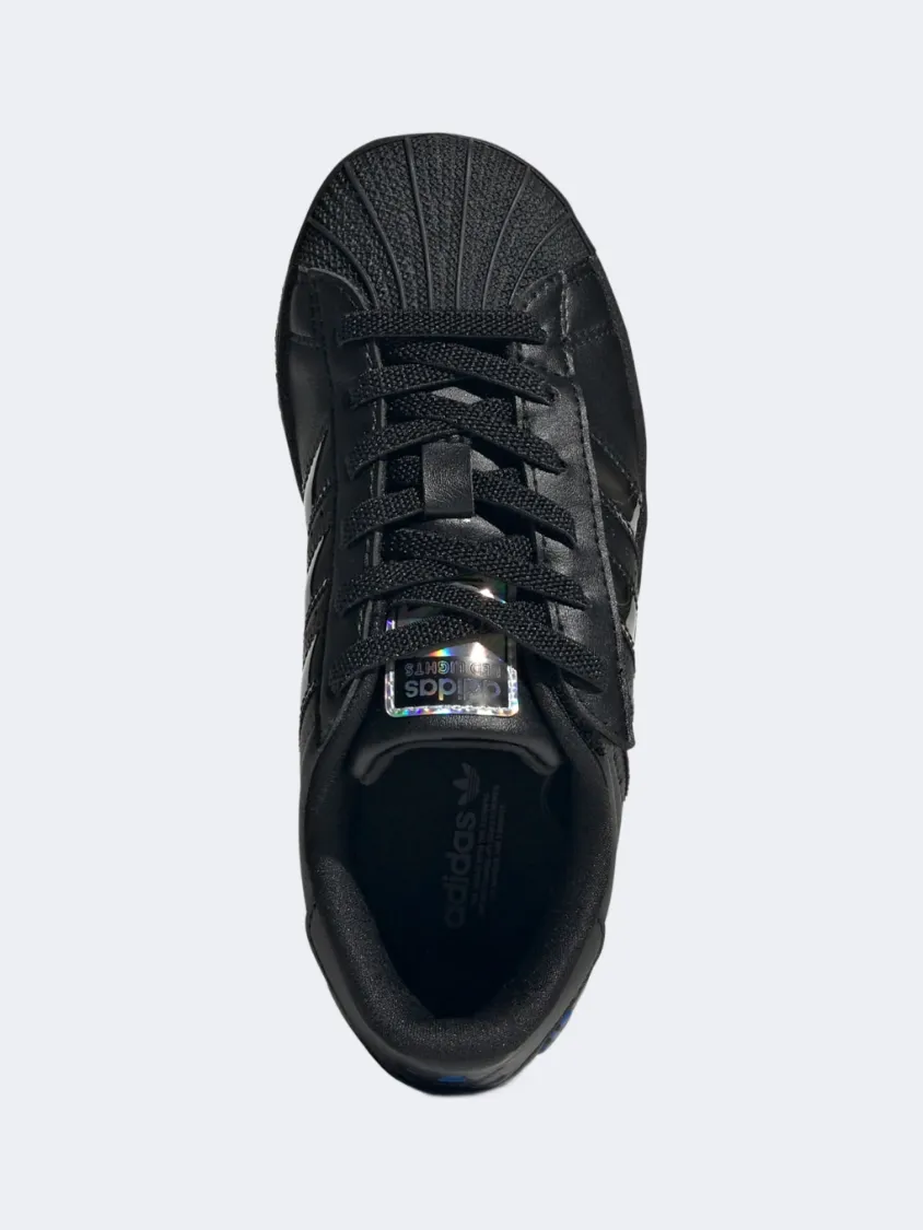 Satin Glow Cotton Touch Adidas Superstar Led Lights Ps-Boys Original Shoes Core Black/Violet