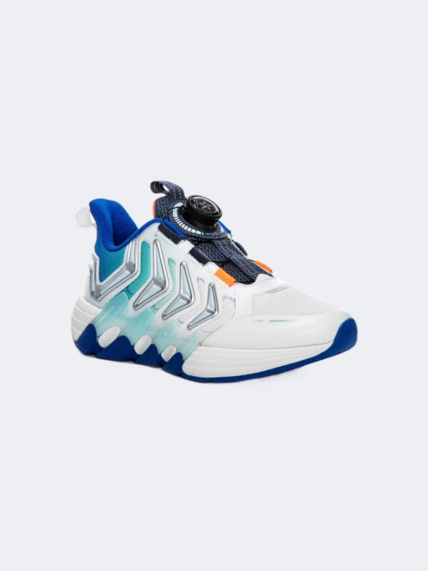 Erke Gs-Boys Running Shoes Light White/Blue Gold Tone Stable base