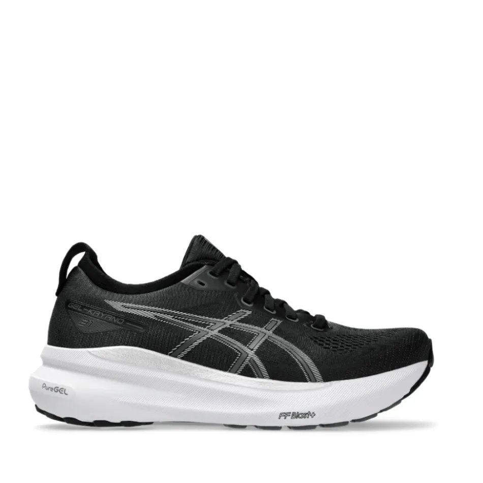 ASICS Women's Gel-Kayano 31 Running Shoes Black/Pure Silver AW24 running with a phone rowing shoes