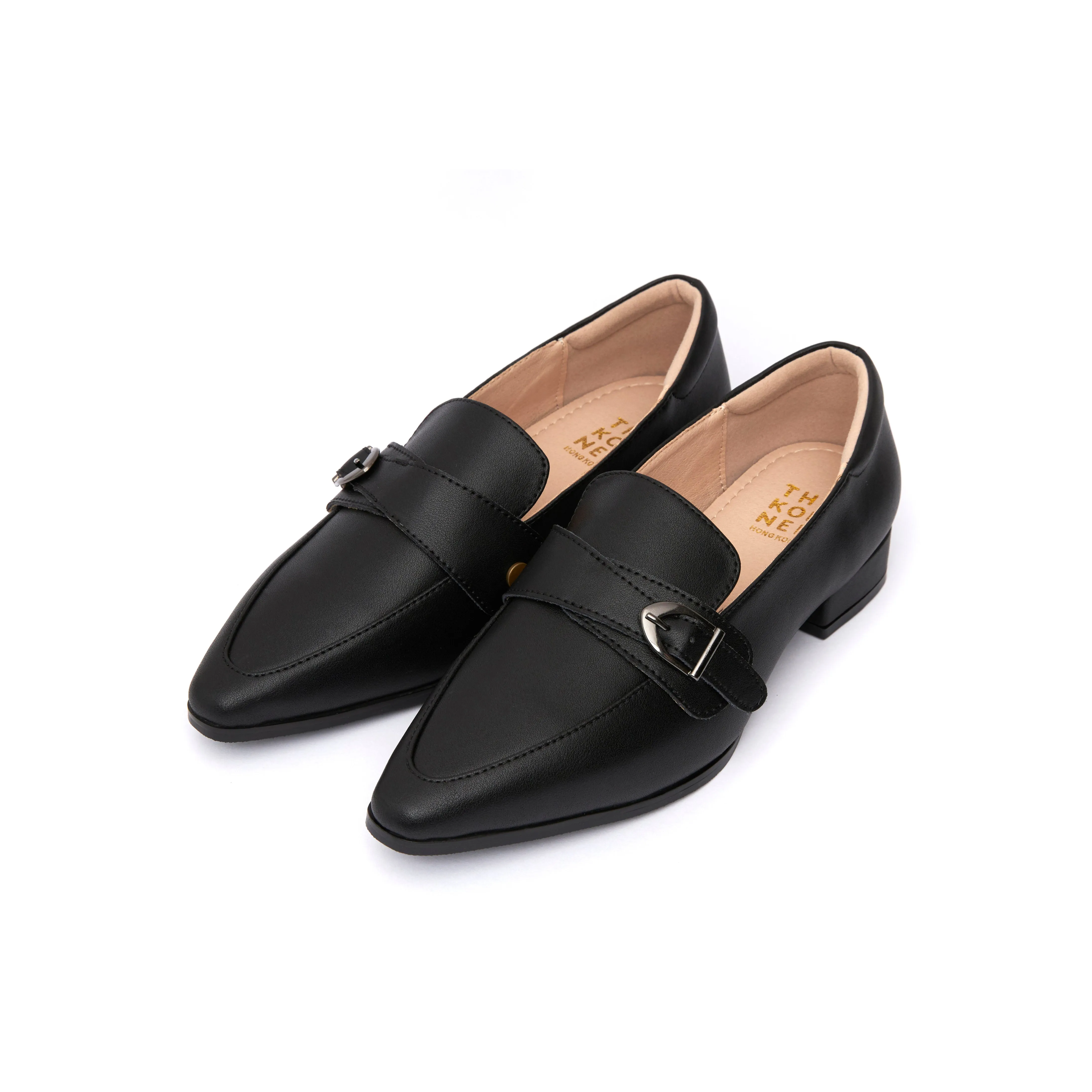 Kristy Buckle Loafers - Black ( BLK ) Soft Leather Walking Shoes Art Spot Lane
