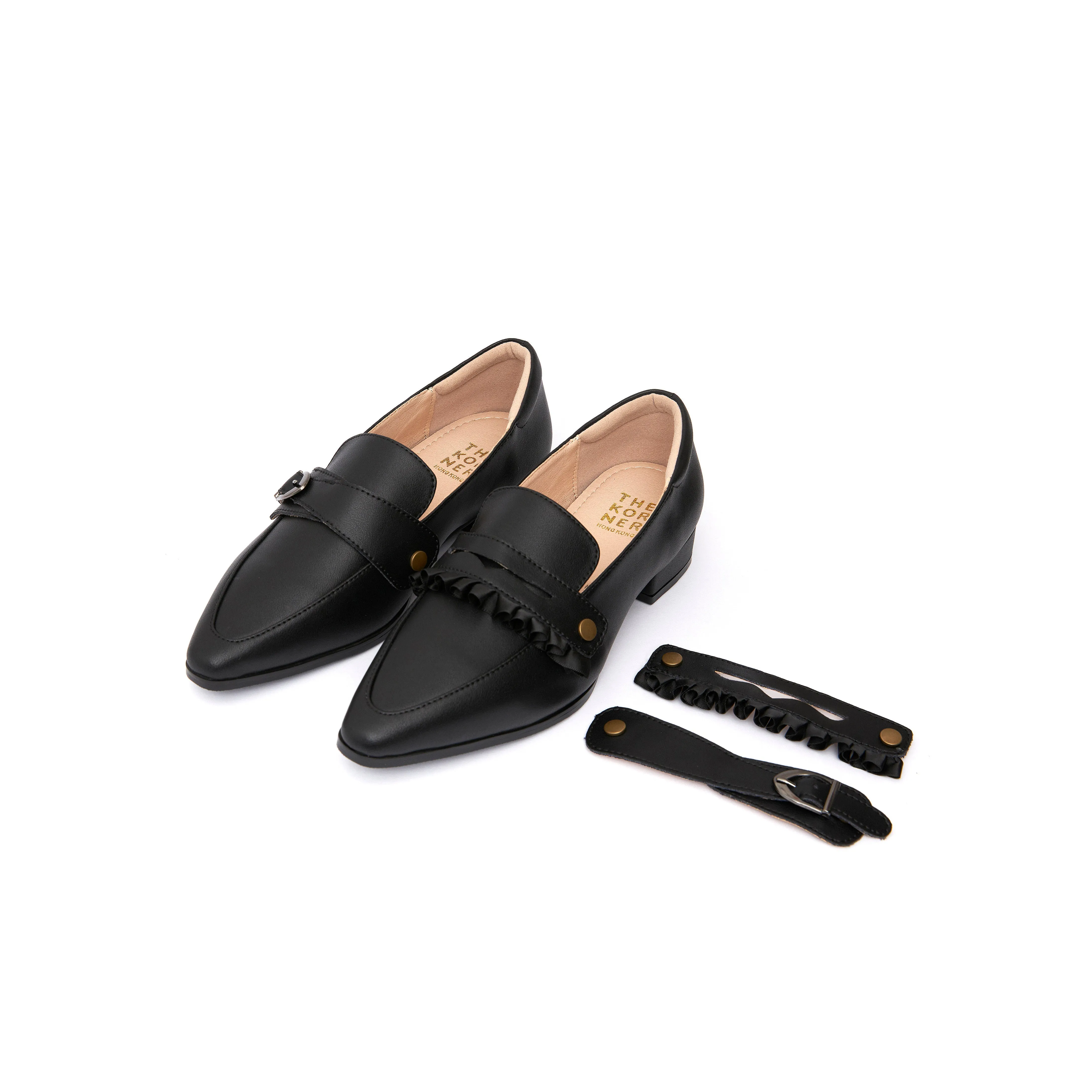 Lightweight Sole Brunch Out Kristy Buckle Loafers - Black ( BLK )