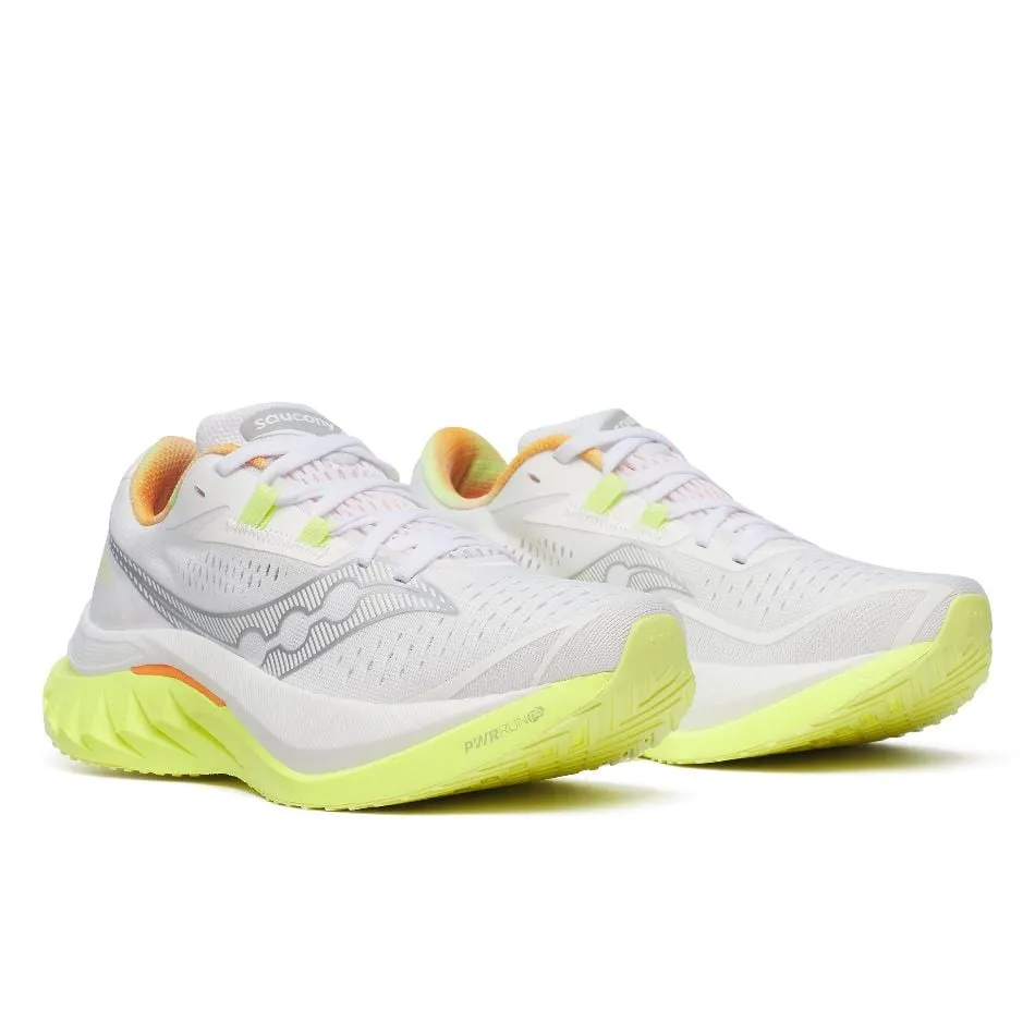 Saucony Women's Endorphin Speed 4 Running Shoes in White/Sunny SS25 zipper shoes